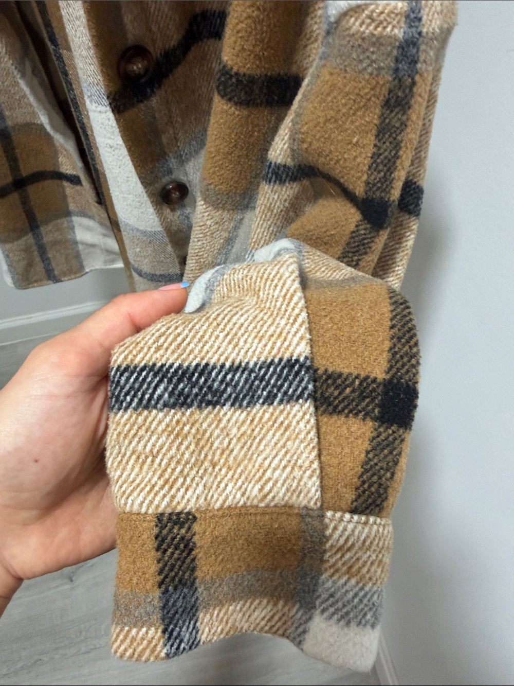 SHEIN Plaid Trench Coat in Camel, Cream & Black - Picture 2 of 3